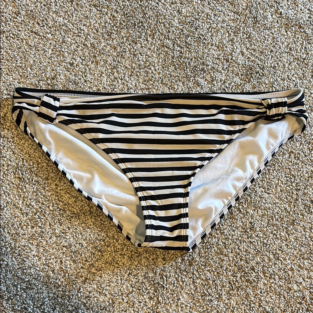 Roxy Striped Black and White Bikini Bottom